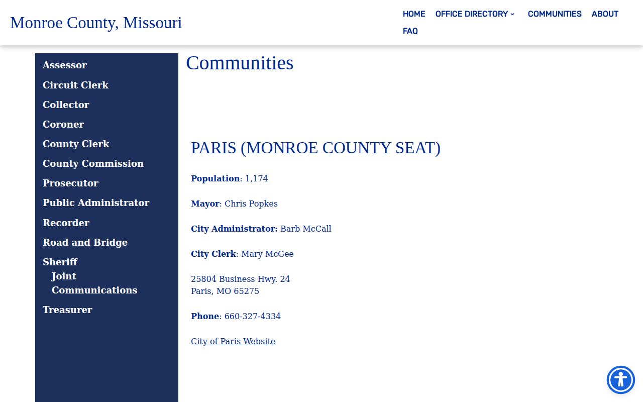 Monroe County official Communities page for Madison arrest record context