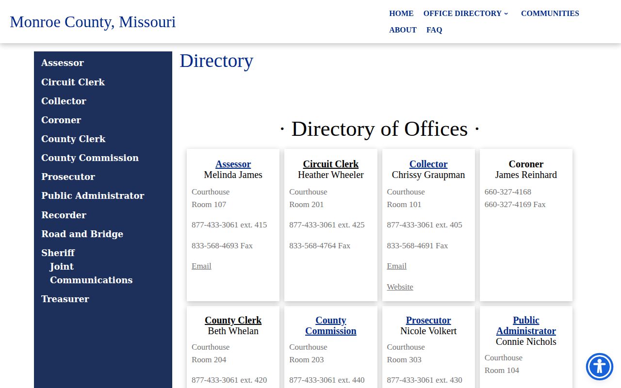 Monroe County booking-record contact directory