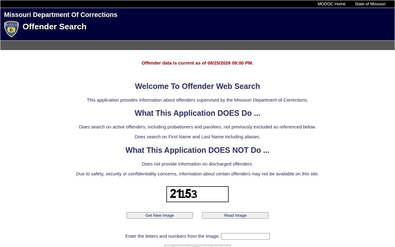 Missouri Department of Corrections offender search for Monroe County custody context
