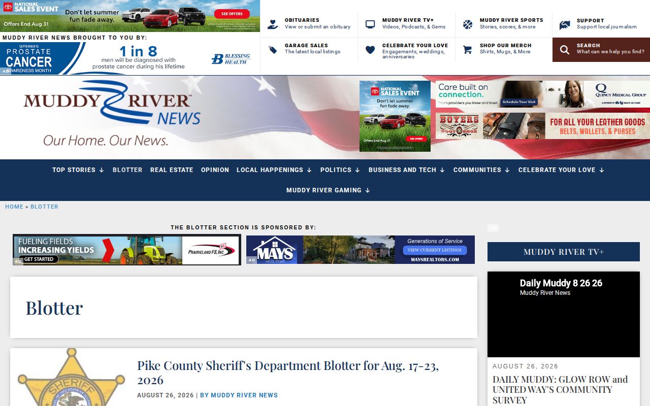Muddy River News blotter source for Monroe County crime news and arrest reporting